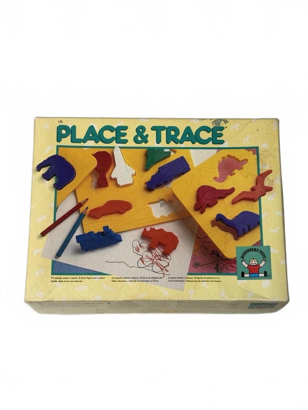Vintage Place & Trace Puzzle Stencil Set Discovery Toys Complete 1980s/1990s